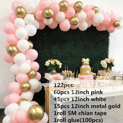 Qfdian Pink Blue White Balloon Garland Arch Kit Gold Blue Latex Ball Supplies Baby Shower Birthday Party Wedding Decoration Supplies