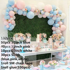 Qfdian Pink Blue White Balloon Garland Arch Kit Gold Blue Latex Ball Supplies Baby Shower Birthday Party Wedding Decoration Supplies