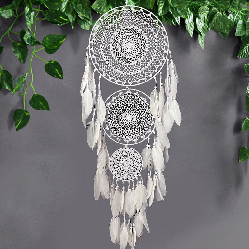 Qfdian  Christmas Large Boho Decor Dream Catcher Nordic White Black Macrame Wall Hanging For Wedding Garden Home Girl's Room Decoration Ornaments