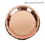 Rose Gold Party Disposable Tableware Set Party Table Decoration Paper Cups Plates Straws Napkins Wedding Birthday Party Supplies