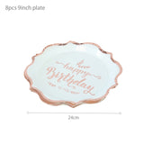 Rose Gold Party Disposable Tableware Set Party Table Decoration Paper Cups Plates Straws Napkins Wedding Birthday Party Supplies