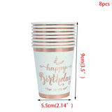 Rose Gold Party Disposable Tableware Set Party Table Decoration Paper Cups Plates Straws Napkins Wedding Birthday Party Supplies