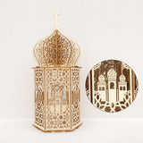 Qfdian Party decoration valentines day hot sale new Ramadan Decoration Wooden Palace Light Eid Mubarak Party Favors Wood Craft Ramadan Kareem Deco Muslim Islamic Eid Party