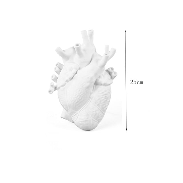 Qfdian New Year's gift Anatomical Heart Shape Flower Vase Nordic Style Flower Pot Dried Vases Sculpture Desktop Plant Pot for Home Decor Ornament Gifts