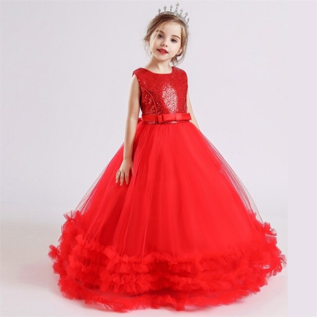 Qfdian Party gifts Elegant Christmas Princess summer Dress 6-14 Years Kids Dresses For Girls New Year Party Costume Communion Children Clothes