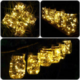 Qfdian Party decoration 20 LEDs Fairy Light Solar For Mason Jar Lid Insert Color Changing Garden Decor Christmas Lights Outdoor Wedding Decor