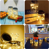 Qfdian Party decoration 20 LEDs Fairy Light Solar For Mason Jar Lid Insert Color Changing Garden Decor Christmas Lights Outdoor Wedding Decor