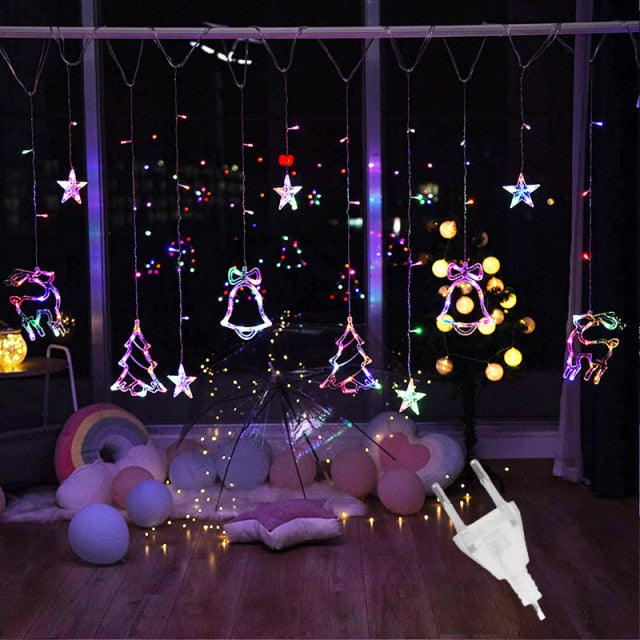 Qfdian home decor hot sale new 3.5M 220V LED Moon Star Lamp Christmas Garland String lights Fairy Curtain light Outdoor For Holiday Wedding  Party Decoration