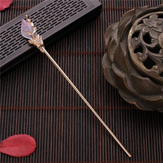 Qfdian Vintage Chinese Style Hanfu Hair Stick Women Metal Glaze Hair Fork Hair Chopsticks Hairpin Woman Jewelry Hair Clip Accessories