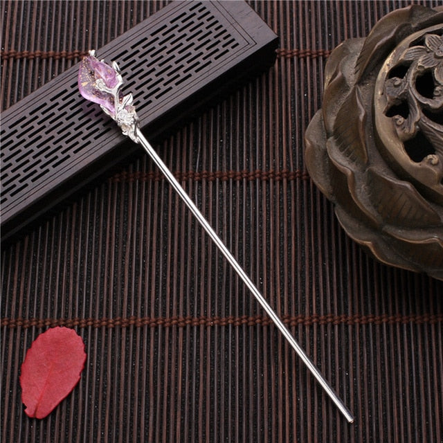 Qfdian Vintage Chinese Style Hanfu Hair Stick Women Metal Glaze Hair Fork Hair Chopsticks Hairpin Woman Jewelry Hair Clip Accessories