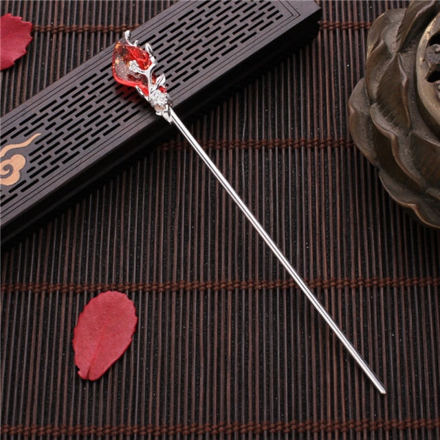 Qfdian Vintage Chinese Style Hanfu Hair Stick Women Metal Glaze Hair Fork Hair Chopsticks Hairpin Woman Jewelry Hair Clip Accessories