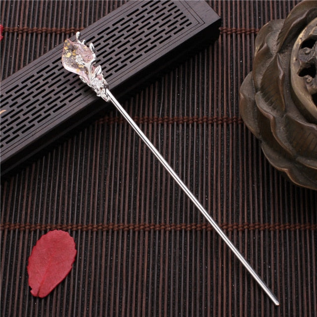 Qfdian Vintage Chinese Style Hanfu Hair Stick Women Metal Glaze Hair Fork Hair Chopsticks Hairpin Woman Jewelry Hair Clip Accessories