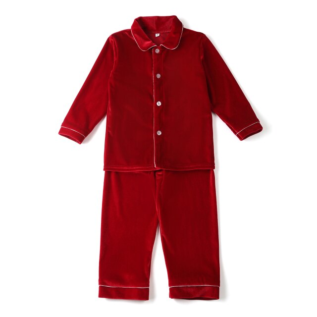 QFDIAN kids children clothes blank sleepwear cotton christmas ruffle frill  toddler girl pajamas set
