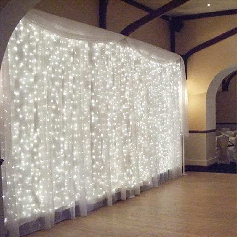 Qfdian  Christmas 3m 100/200/300 LED Curtain String Light Garland Wedding Party Decorations Table Bachelorette Birthday Christmas New Year Festoon