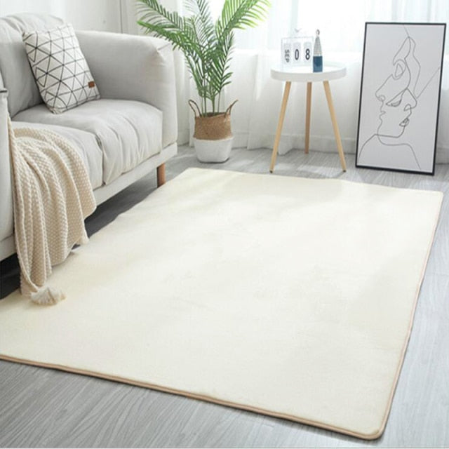 Qfdian Living Room Carpet Coral fleece Sofa Coffee Table Rugs Kid's Bedroom Non-slip Soundproof Home Carpet Gray Balcony Bay Window Mat