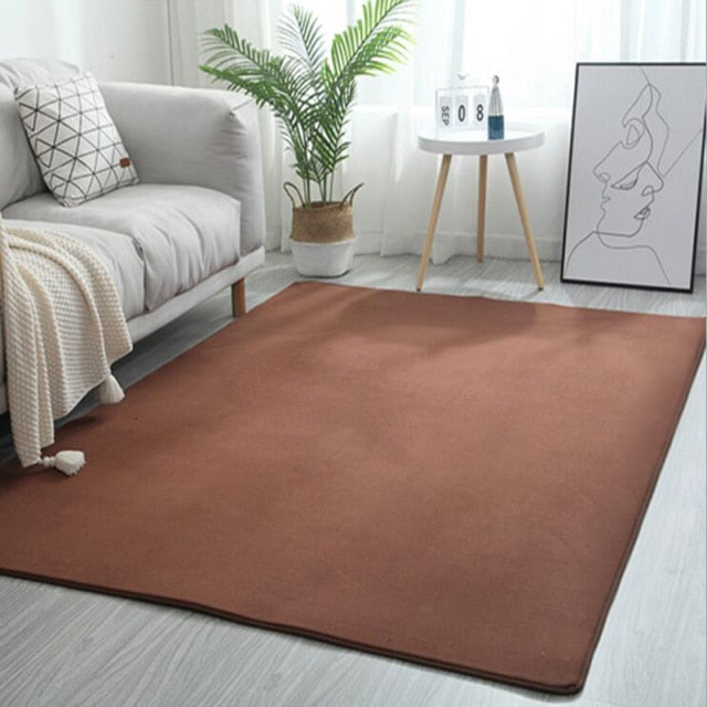 Qfdian Living Room Carpet Coral fleece Sofa Coffee Table Rugs Kid's Bedroom Non-slip Soundproof Home Carpet Gray Balcony Bay Window Mat