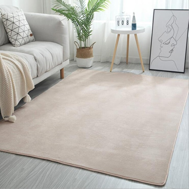 Qfdian Living Room Carpet Coral fleece Sofa Coffee Table Rugs Kid's Bedroom Non-slip Soundproof Home Carpet Gray Balcony Bay Window Mat