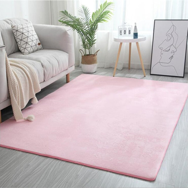 Qfdian Living Room Carpet Coral fleece Sofa Coffee Table Rugs Kid's Bedroom Non-slip Soundproof Home Carpet Gray Balcony Bay Window Mat