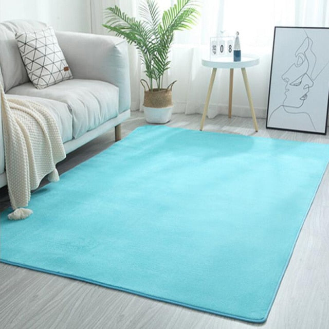 Qfdian Living Room Carpet Coral fleece Sofa Coffee Table Rugs Kid's Bedroom Non-slip Soundproof Home Carpet Gray Balcony Bay Window Mat