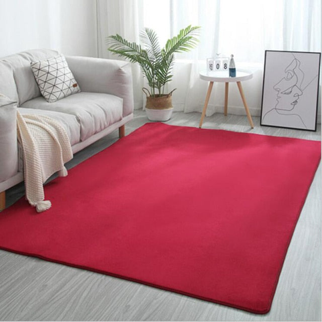 Qfdian Living Room Carpet Coral fleece Sofa Coffee Table Rugs Kid's Bedroom Non-slip Soundproof Home Carpet Gray Balcony Bay Window Mat