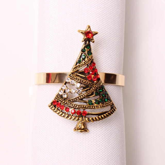 Qfdian  Christmas 1PC Christmas Napkin Ring Holders Xmas table Decoration for home Metal reindeer horn tissue ring Wedding Banquet Hotel Table Sup