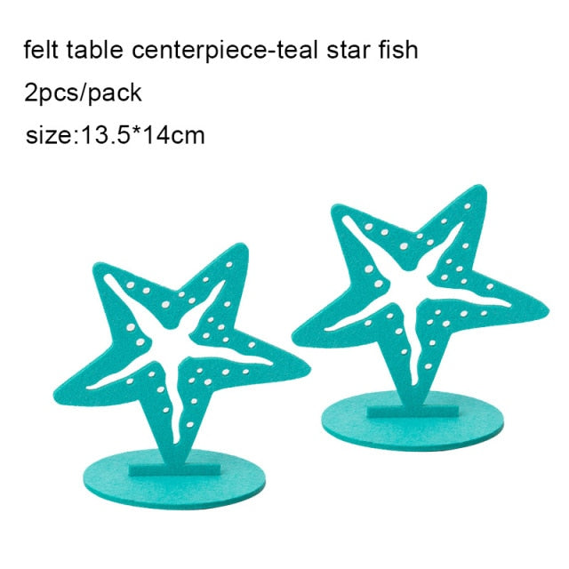 Qfdian Party decoration 2pcs Mermaid Party Decor Little Mermaid Decoration Felt Table Centerpiece Ocean World Baby Girl Shower Birthday Party Supplies