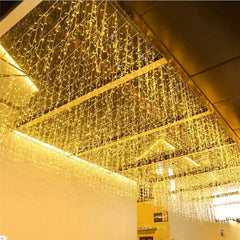 LED Fairy Curtain String Light Waterfall Lights with 8 Modes Controller for Indoor Outdoor Patio Wedding Christmas Party Holiday