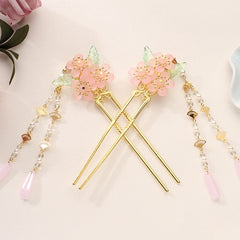 qfdian 1PC Classical Tassel Hairpin Chinese Headdress Hanfu Hair Sticks Jewelry Ornaments Chinese Ancient Style Hair Accessories ханьфу