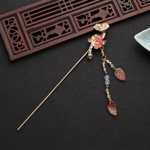 qfdian 1PC Classical Tassel Hairpin Chinese Headdress Hanfu Hair Sticks Jewelry Ornaments Chinese Ancient Style Hair Accessories ханьфу