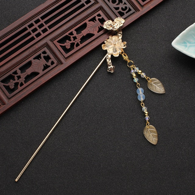 qfdian 1PC Classical Tassel Hairpin Chinese Headdress Hanfu Hair Sticks Jewelry Ornaments Chinese Ancient Style Hair Accessories ханьфу