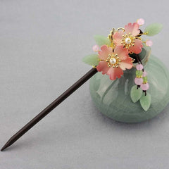 Qfdian gifts for?women hot sale new Retro Flower Tassel Hairpin Hanfu Wooden Hair Stick Ancient Style Hair Ornament Girl Headdress Bride Jewelry Wedding Accessories