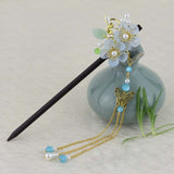 Qfdian gifts for?women hot sale new Retro Flower Tassel Hairpin Hanfu Wooden Hair Stick Ancient Style Hair Ornament Girl Headdress Bride Jewelry Wedding Accessories