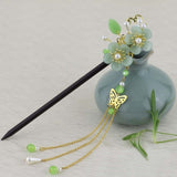 Qfdian gifts for?women hot sale new Retro Flower Tassel Hairpin Hanfu Wooden Hair Stick Ancient Style Hair Ornament Girl Headdress Bride Jewelry Wedding Accessories