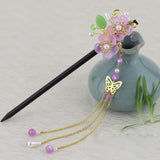 Qfdian gifts for?women hot sale new Retro Flower Tassel Hairpin Hanfu Wooden Hair Stick Ancient Style Hair Ornament Girl Headdress Bride Jewelry Wedding Accessories