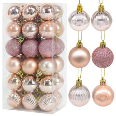 Qfdian valentines day decorations for the home hot sale new 36Pcs Rose Gold Plastic Christmas Balls Ornament 4cm Hang Pendant Ball Indoor New Year Xmas Tree Decor Home Christmas Decoration