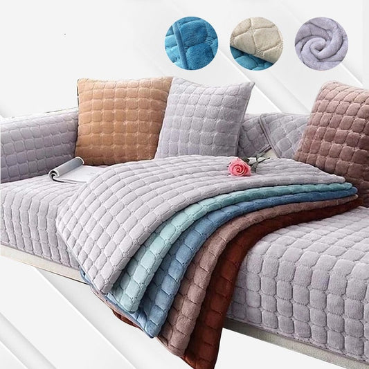 Qfdian Cozy apartment aesthetic Solid Color Non-slip Sofa Cover Thicken Soft Plush Sofa Cushion Towel for Living Room Furniture Decor Slipcovers Couch Covers
