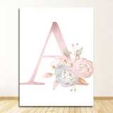 Qfdian valentines day gifts Flowers Wall Art Pictures For Girls Room Decoration Personalized Poster Baby Name Custom Canvas Painting Nursery Prints Pink