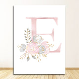 Qfdian valentines day gifts Flowers Wall Art Pictures For Girls Room Decoration Personalized Poster Baby Name Custom Canvas Painting Nursery Prints Pink