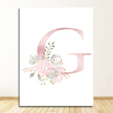 Qfdian valentines day gifts Flowers Wall Art Pictures For Girls Room Decoration Personalized Poster Baby Name Custom Canvas Painting Nursery Prints Pink