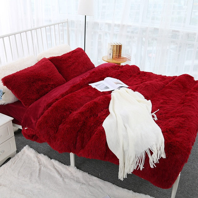 Qfdian Cozy apartment aesthetic Super Soft Fuzzy Fur Faux Elegant Cozy With Fluffy Throw Blanket Bed Sofa Bedspread Long Shaggy Soft Warm Bedding Sheet Large