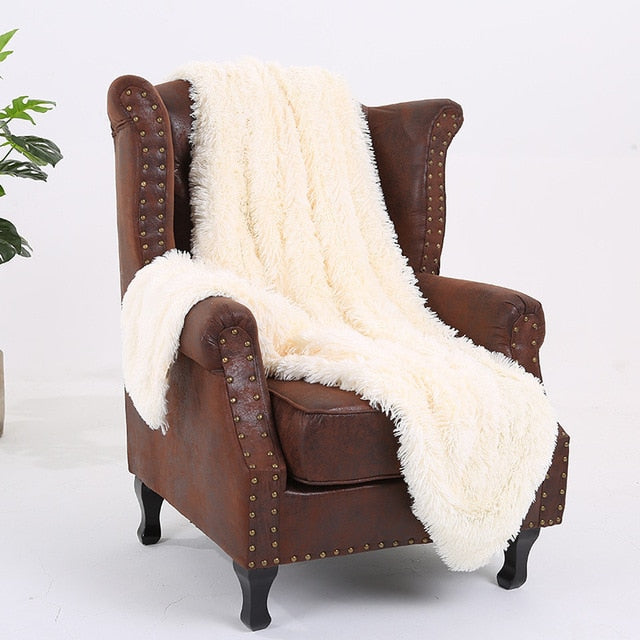 Qfdian Cozy apartment aesthetic Super Soft Fuzzy Fur Faux Elegant Cozy With Fluffy Throw Blanket Bed Sofa Bedspread Long Shaggy Soft Warm Bedding Sheet Large