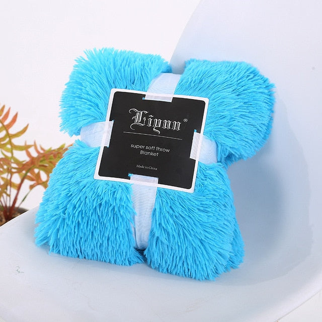 Qfdian Cozy apartment aesthetic Super Soft Fuzzy Fur Faux Elegant Cozy With Fluffy Throw Blanket Bed Sofa Bedspread Long Shaggy Soft Warm Bedding Sheet Large