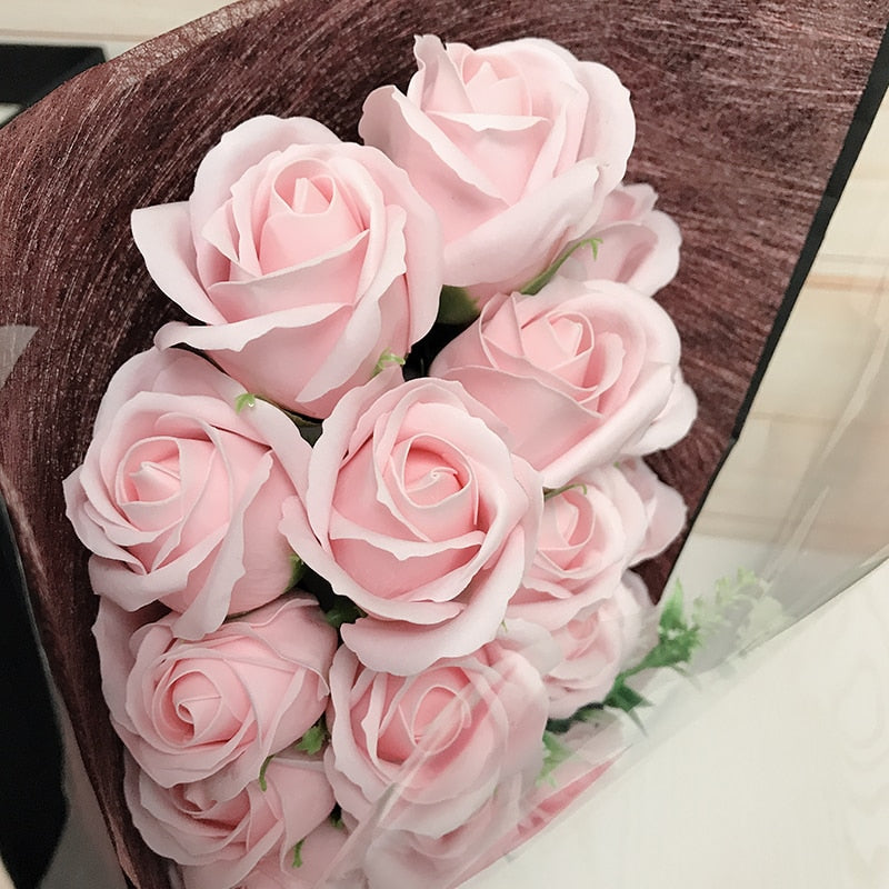 Qfdian Party gifts Party decoration hot sale new  Soap Roses Bouquet Artificial Flower Flores Plant Marriage Birthday Christmas Wedding Valentines Day Gift Home Decor