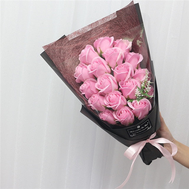 Qfdian Party gifts Party decoration hot sale new  Soap Roses Bouquet Artificial Flower Flores Plant Marriage Birthday Christmas Wedding Valentines Day Gift Home Decor