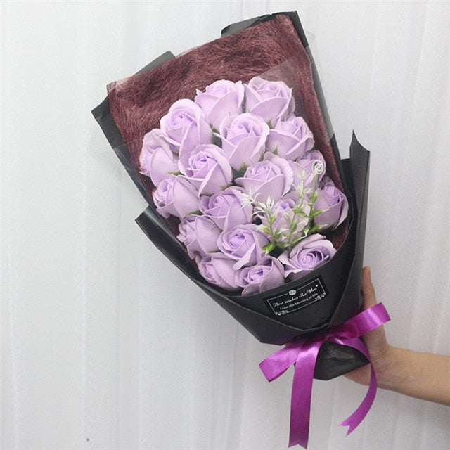 Qfdian Party gifts Party decoration hot sale new  Soap Roses Bouquet Artificial Flower Flores Plant Marriage Birthday Christmas Wedding Valentines Day Gift Home Decor