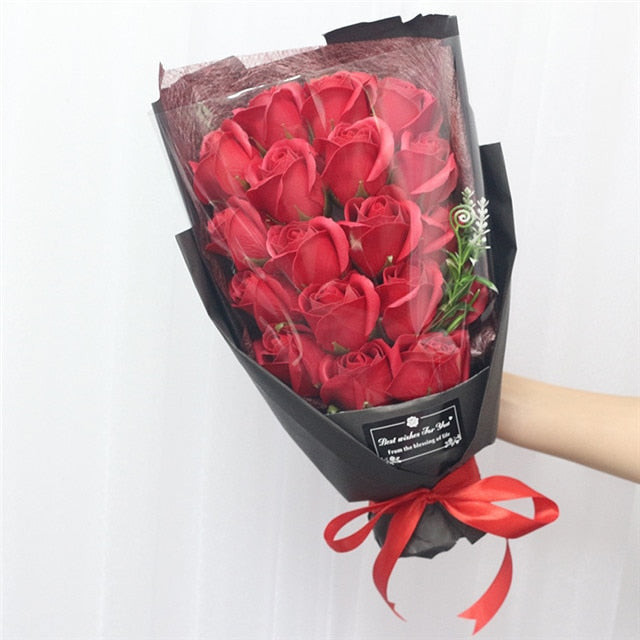 Qfdian Party gifts Party decoration hot sale new  Soap Roses Bouquet Artificial Flower Flores Plant Marriage Birthday Christmas Wedding Valentines Day Gift Home Decor