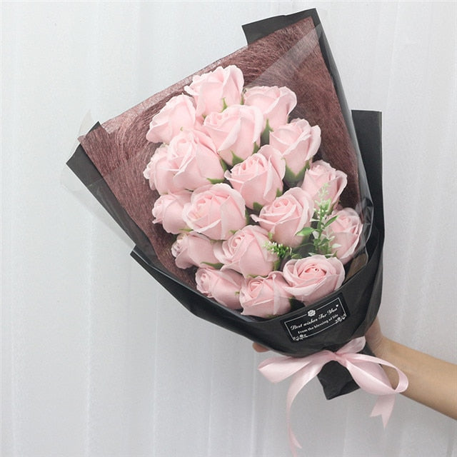 Qfdian Party gifts Party decoration hot sale new  Soap Roses Bouquet Artificial Flower Flores Plant Marriage Birthday Christmas Wedding Valentines Day Gift Home Decor