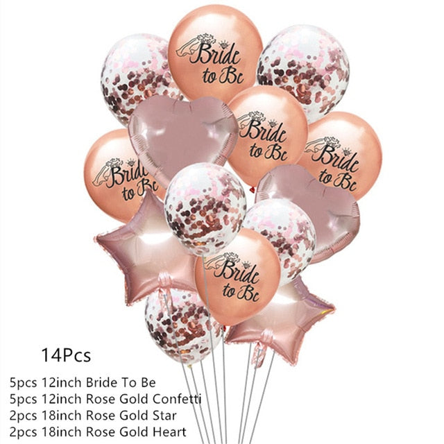 Qfdian wedding decorations hot sale new Wedding Decorations Rose Gold Bride To Be Letter Foil Ballon Bride Veil Sash Headband Bridal Shower Bachelorette Party Supplies