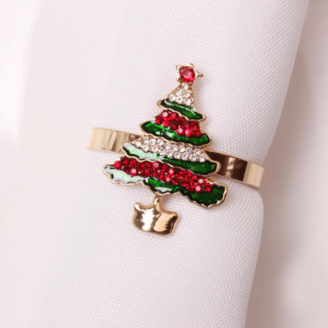 Qfdian  Christmas 1PC Christmas Napkin Ring Holders Xmas table Decoration for home Metal reindeer horn tissue ring Wedding Banquet Hotel Table Sup