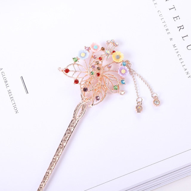 Qfdian Vintage Chinese Traditional Flower Hairpin Classic Hair Stick Elegant Women Elegant Hanfu Hair Accessories заколка для волос